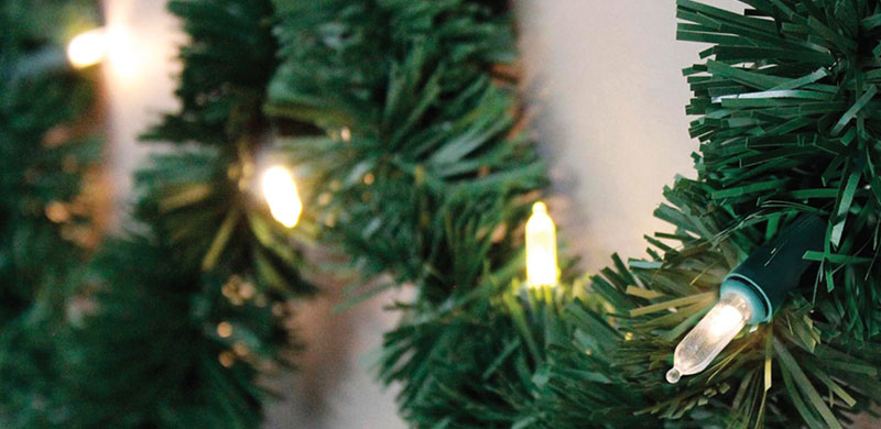 closeup of lights on a christmas tree